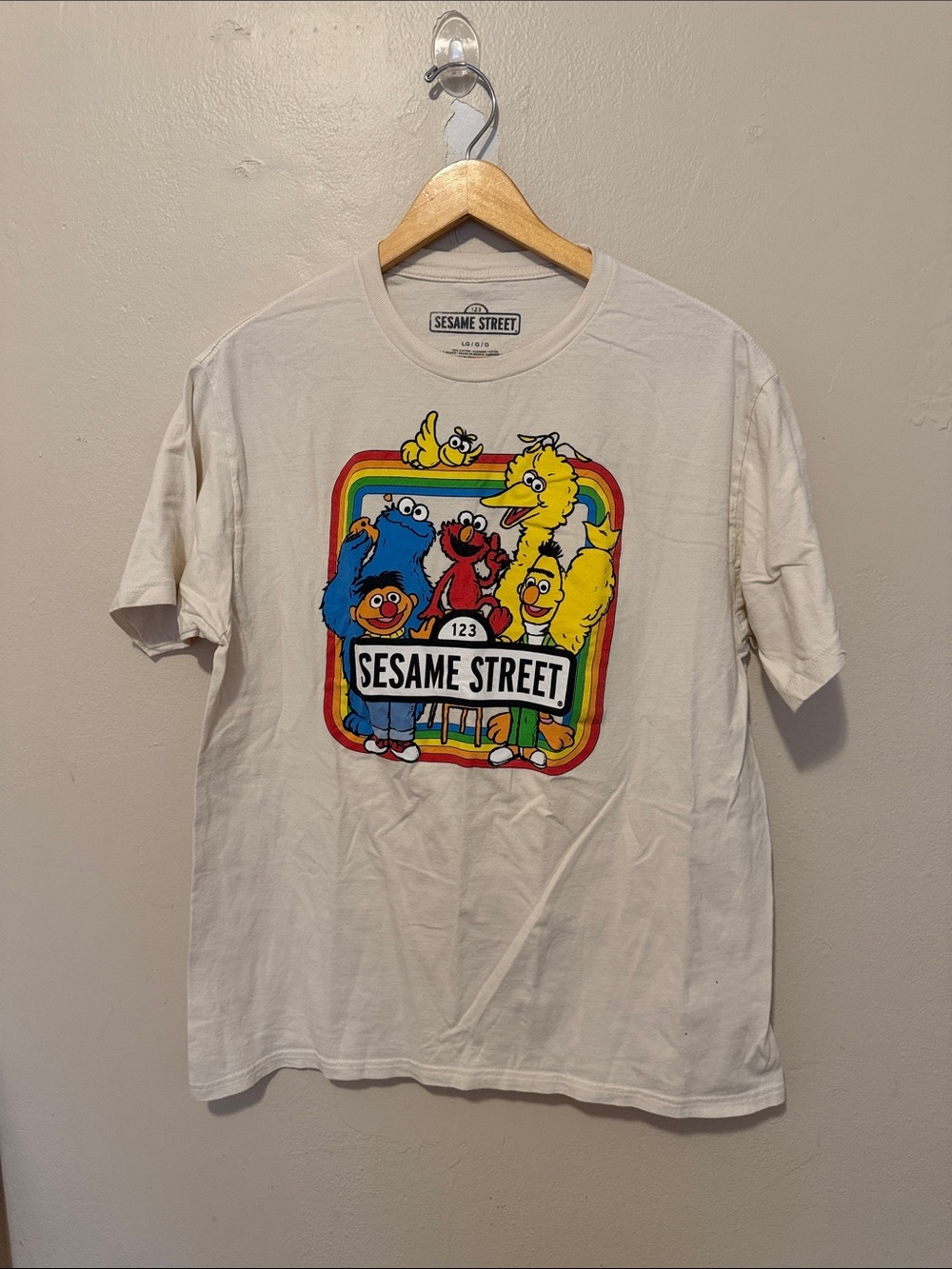 Sesame Street Tee in Cream with Bright Multicolor Character Print